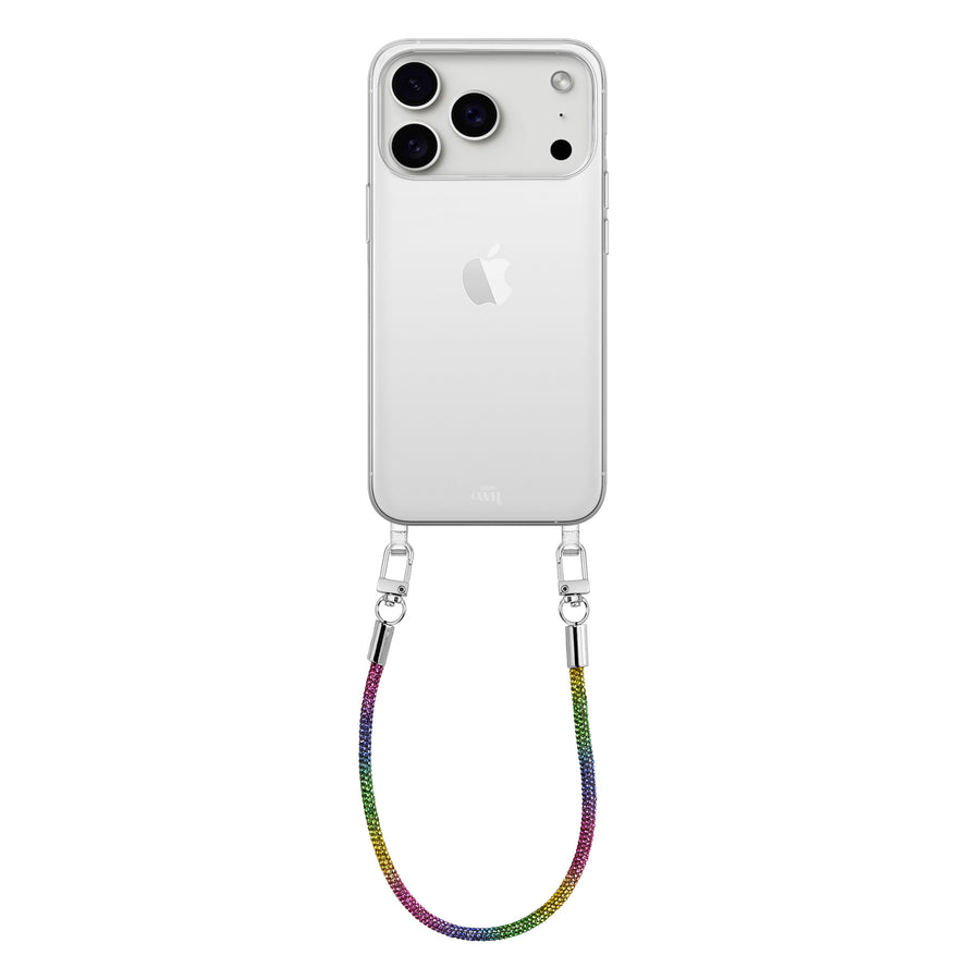 iPhone 17 Pro Max - Rainbow Diamonds Transparant Cord Case