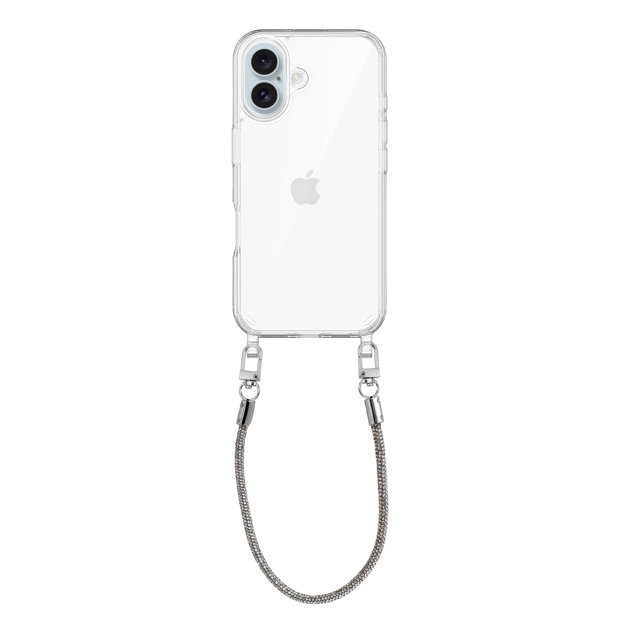 xoxo Wildhearts - iPhone 16 - Silver Diamonds Transparant Cord Case