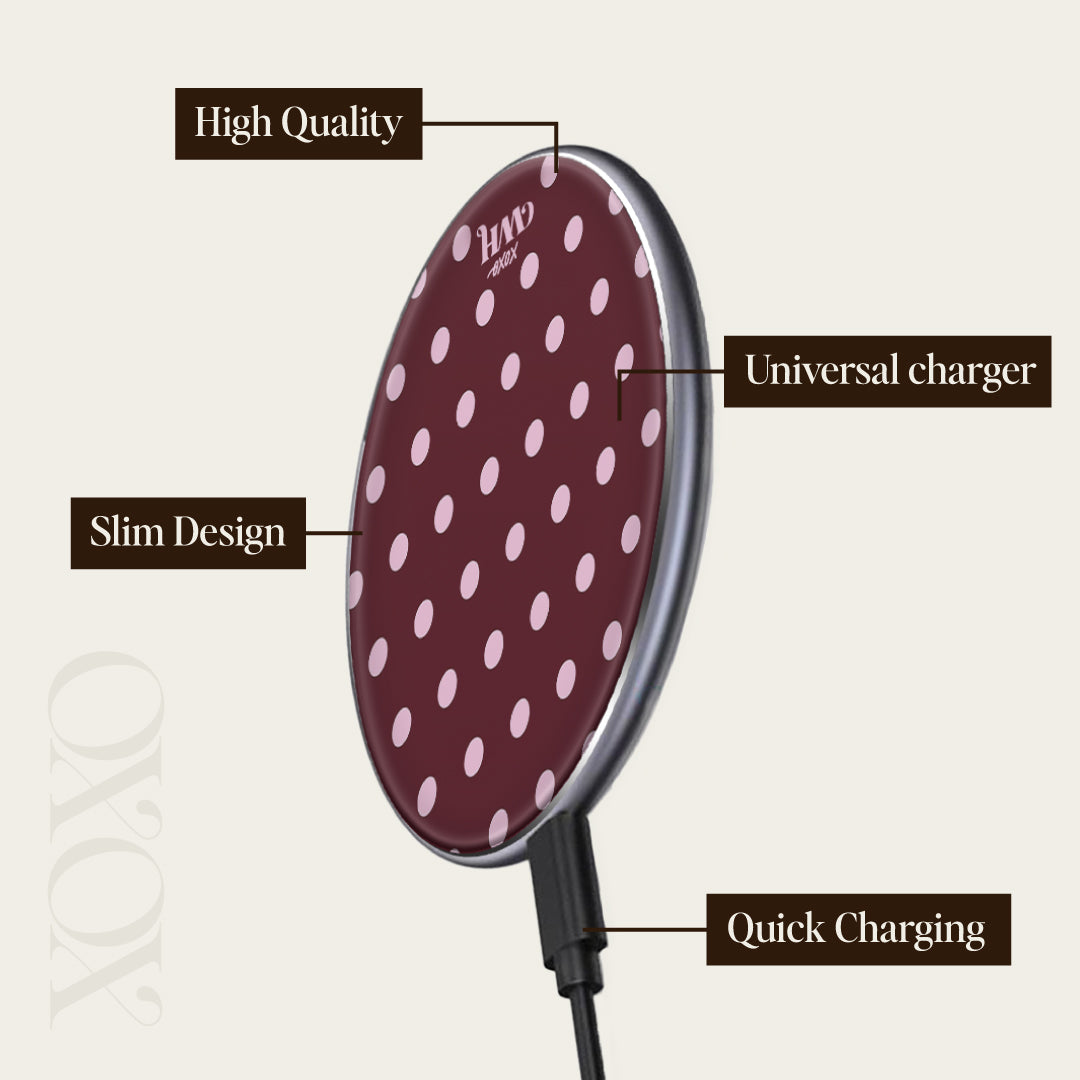 xoxo Wildhearts Wireless Charger - Polka Dots (Burgundy)