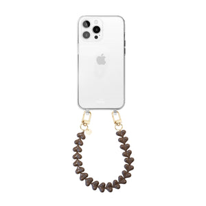 xoxo Wildhearts iPhone 11 Pro Max - Funky Hearts (Dark Brown) Transparant Cord Case