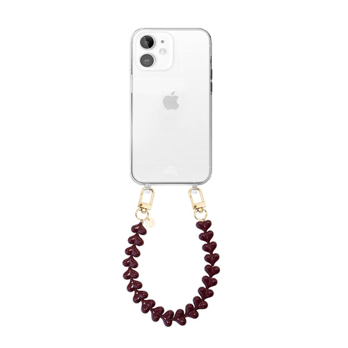xoxo Wildhearts iPhone 11 - Funky Hearts (Burgundy) Transparant Cord Case