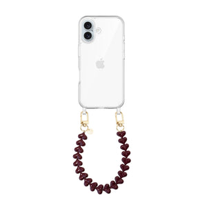 xoxo Wildhearts iPhone 16 Plus - Funky Hearts (Burgundy) Transparant Cord Case