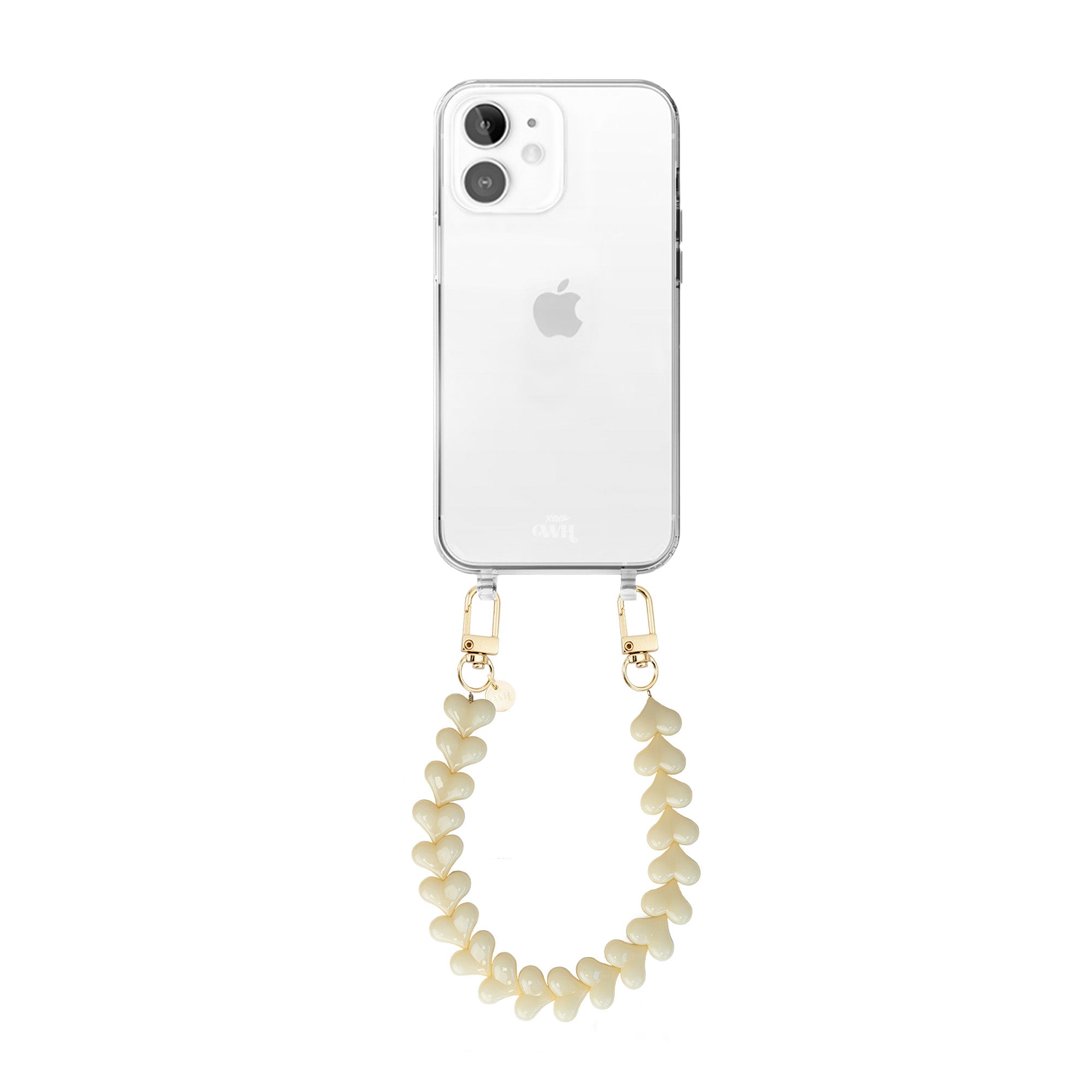 xoxo Wildhearts - iPhone 11 - Funky Hearts (Creme) Transparant Cord Case