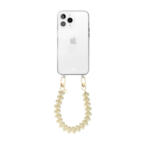 xoxo Wildhearts - iPhone 11 Pro - Funky Hearts (Creme) Transparant Cord Case