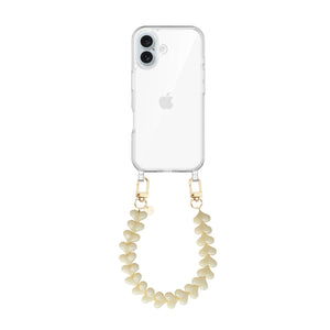xoxo Wildhearts - iPhone 16 - Funky Hearts (Creme) Transparant Cord Case