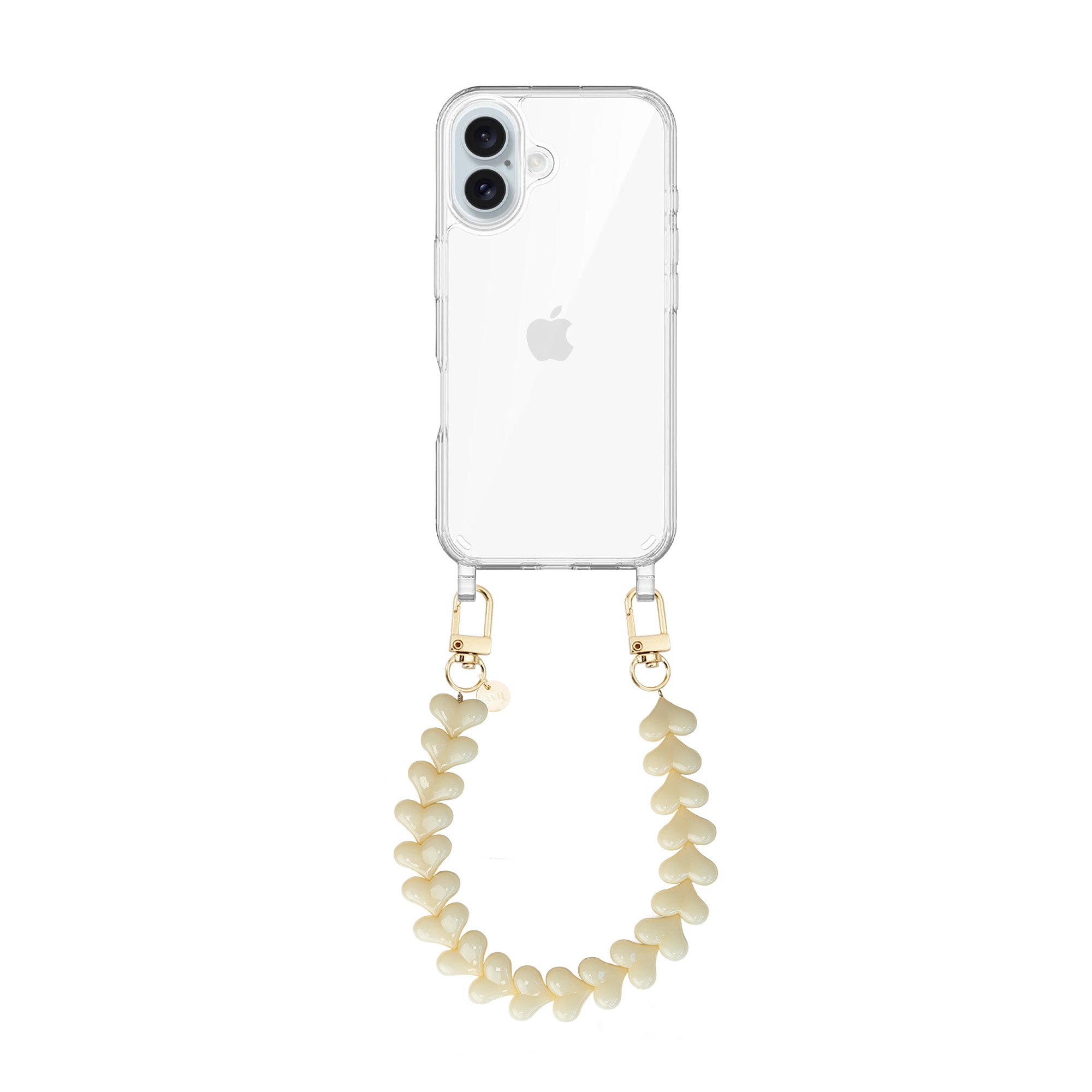 xoxo Wildhearts - iPhone 16 - Funky Hearts (Creme) Transparant Cord Case