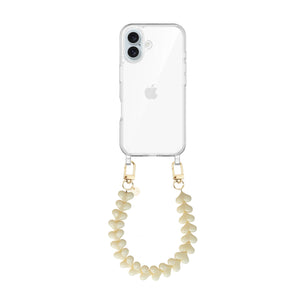 xoxo Wildhearts iPhone 17 - Funky Hearts (Creme) Transparant Cord Case
