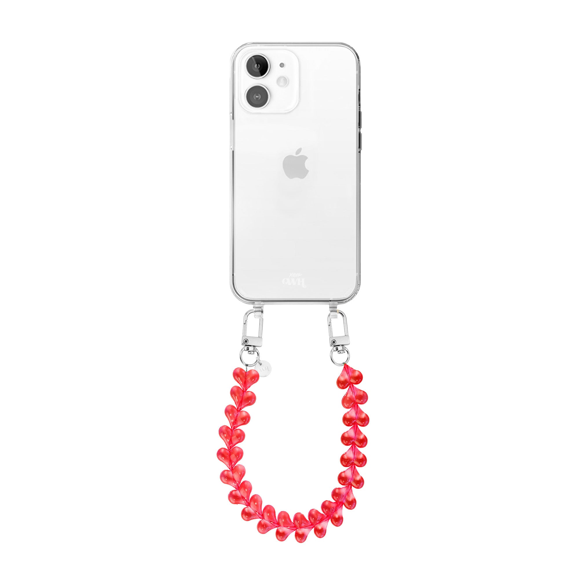 xoxo Wildhearts - iPhone 11 - Funky Hearts (Transparent Red) Transparant Cord Case