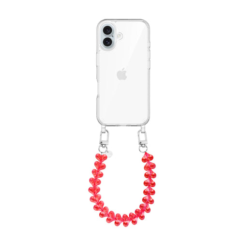 xoxo Wildhearts iPhone 17 - Funky Hearts (Transparent Red) Transparant Cord Case
