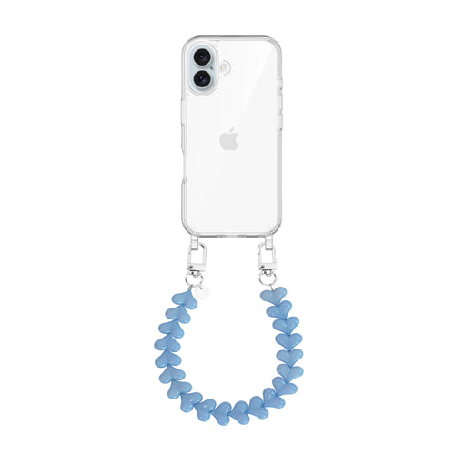 xoxo Wildhearts - iPhone 16 - Funky Hearts (Light Blue) Transparant Cord Case