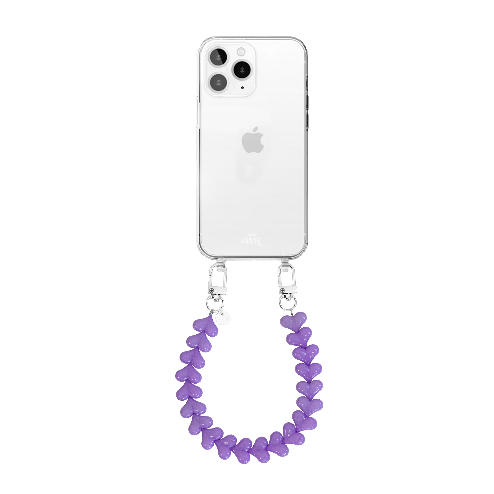 xoxo Wildhearts - iPhone 11 Pro - Funky Hearts (Purple) Transparant Cord Case