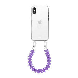 xoxo Wildhearts - iPhone X/XS - Funky Hearts (Purple) Transparant Cord Case