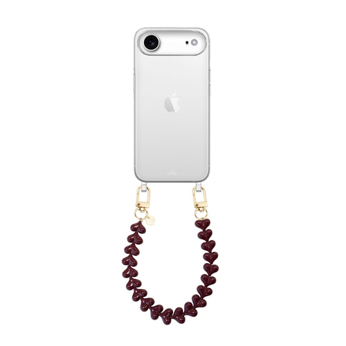 xoxo Wildhearts iPhone 17 Air - Funky Hearts (Burgundy) Transparant Cord Case