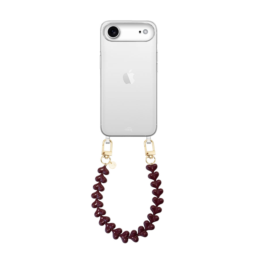 iPhone 17 Air - Funky Hearts (Burgundy) Transparant Cord Case