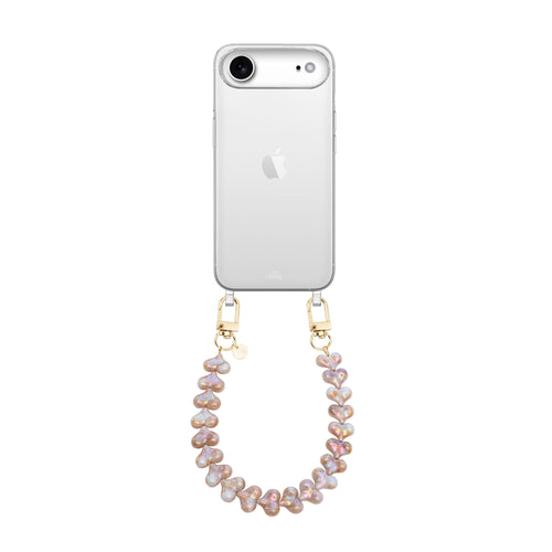 xoxo Wildhearts iPhone 17 Air - Funky Hearts (Champagne Pearl) Transparant Cord Case