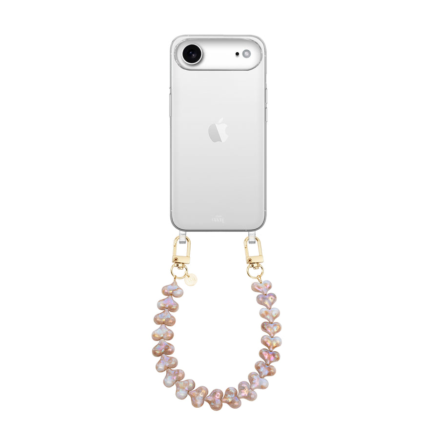 iPhone 17 Air - Funky Hearts (Champagne Pearl) Transparant Cord Case
