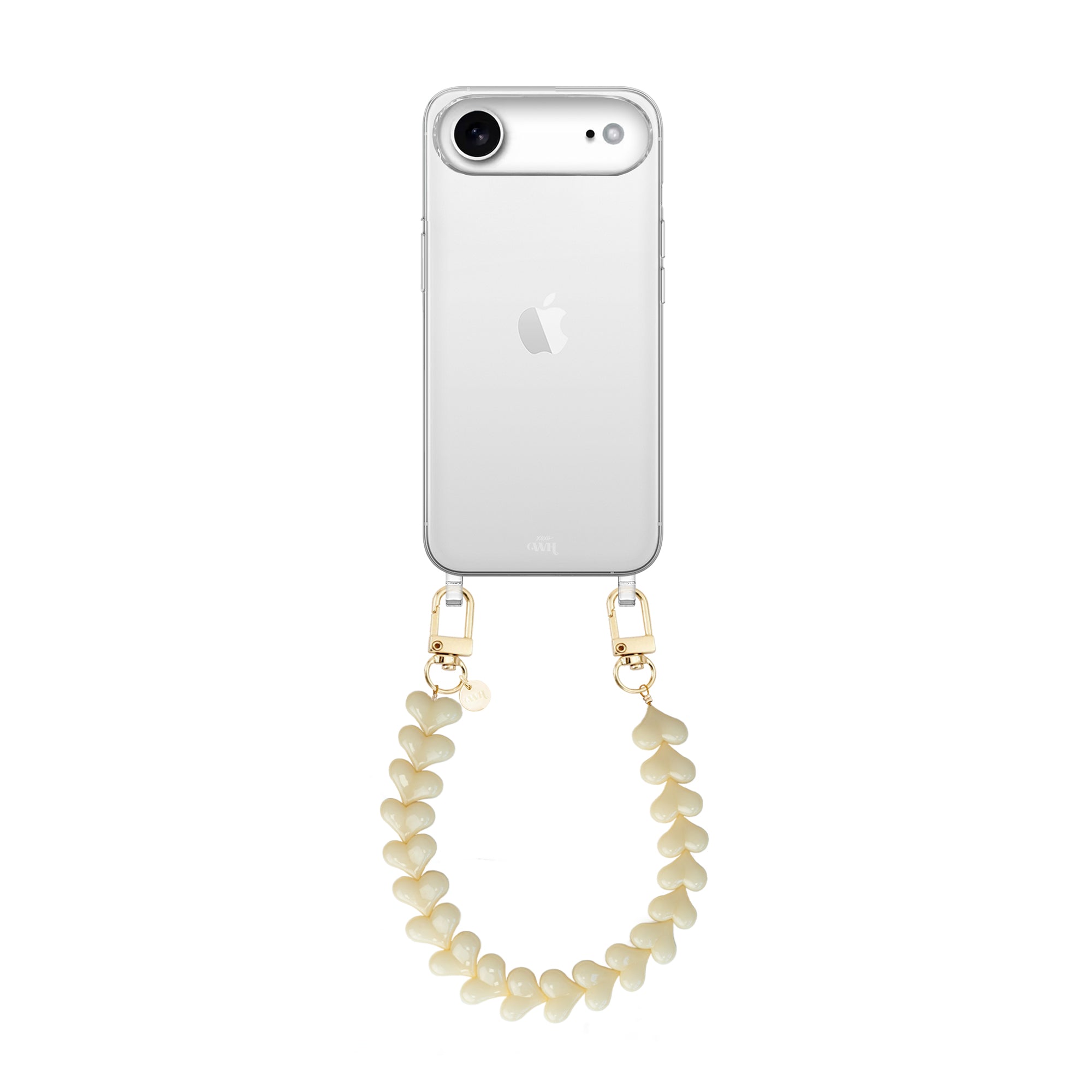 xoxo Wildhearts iPhone 17 Air - Funky Hearts (Creme) Transparant Cord Case