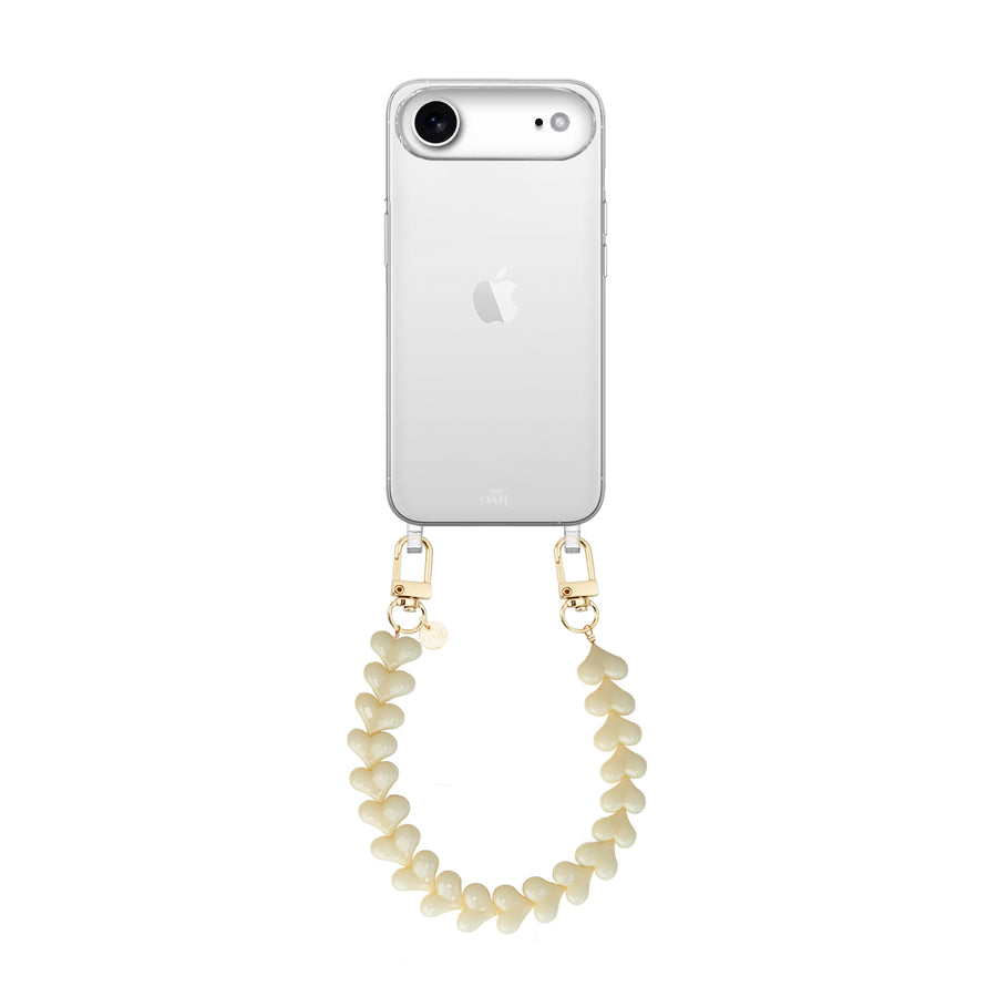 iPhone 17 Air - Funky Hearts (Creme) Transparant Cord Case