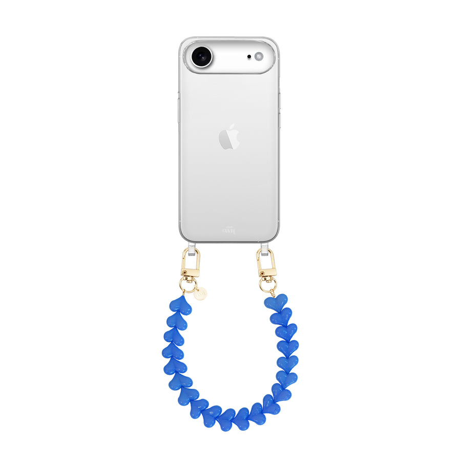 iPhone 17 Air - Funky Hearts (Denim Blue) Transparant Cord Case