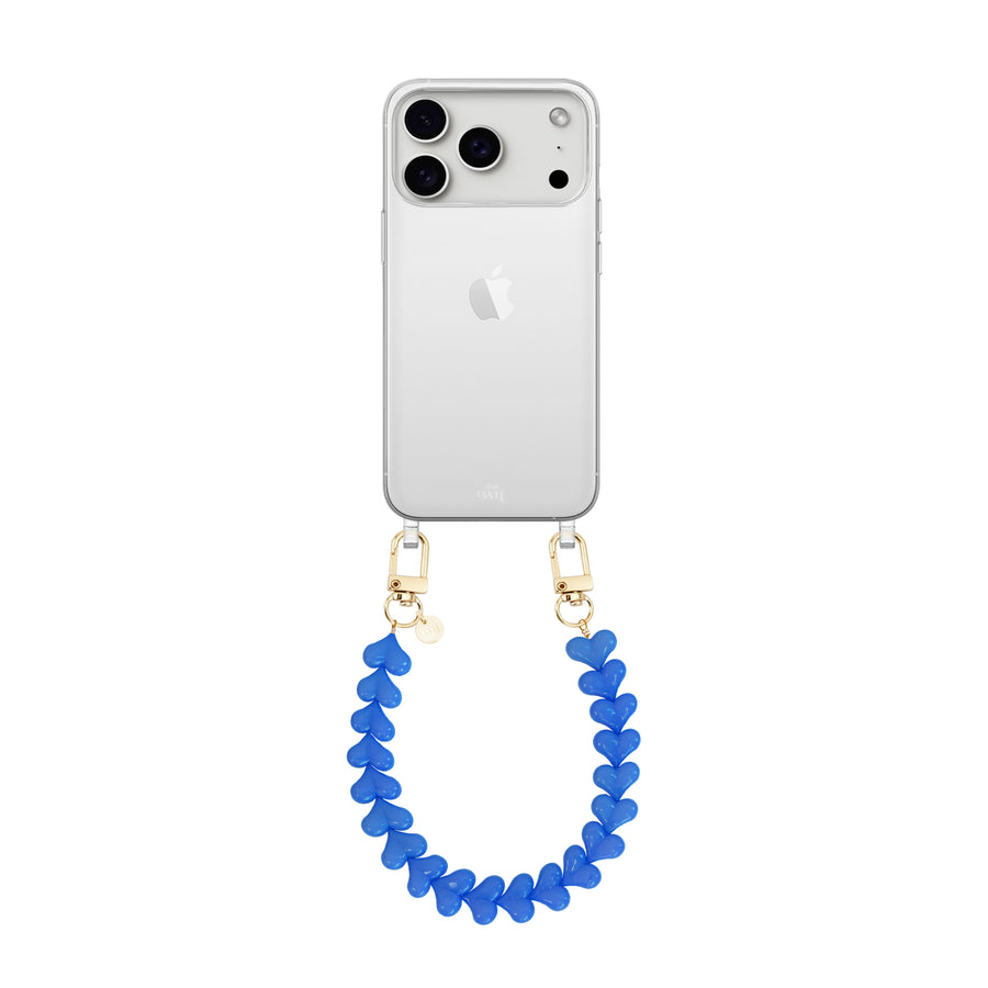 iPhone 17 Pro Max - Funky Hearts (Denim Blue) Transparant Cord Case