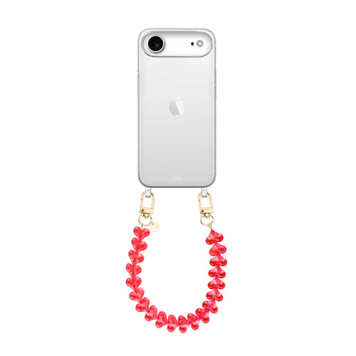 xoxo Wildhearts iPhone 17 Air - Funky Hearts (Transparent Red) Transparant Cord Case