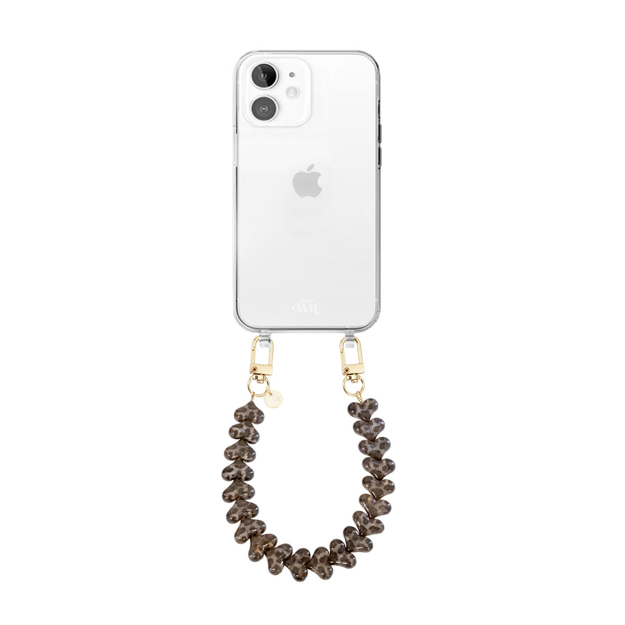 iPhone 11 - Funky Hearts (Leopard) Transparant Cord Case