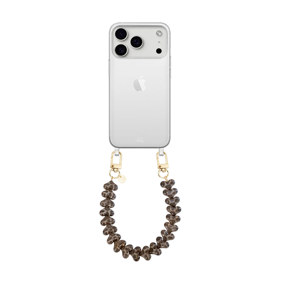 iPhone 17 Pro - Funky Hearts (Leopard) Transparant Cord Case