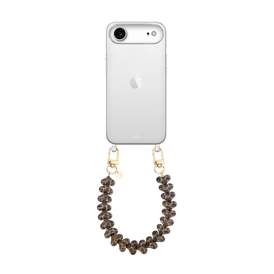 iPhone 17 Air - Funky Hearts (Leopard) Transparant Cord Case