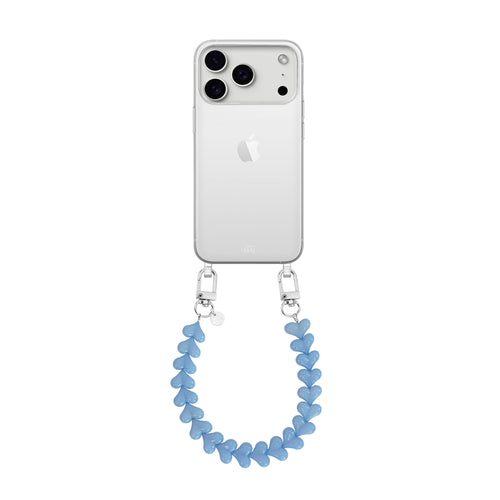 Funky Hearts (Light Blue) Transparant Cord Case - iPhone 17 Pro