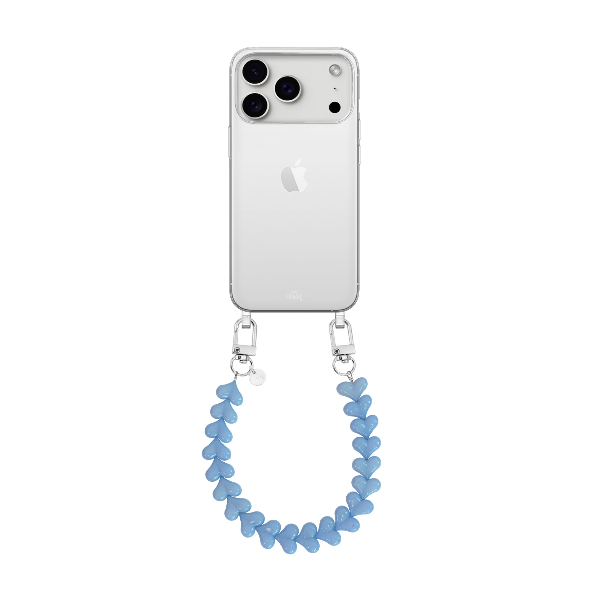 xoxo Wildhearts iPhone 17 Pro Max - Funky Hearts (Light Blue) Transparant Cord Case
