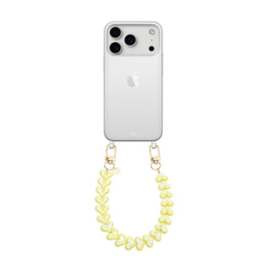 xoxo Wildhearts iPhone 17 Pro Max - Funky Hearts (Yellow Metallic) Transparant Cord Case
