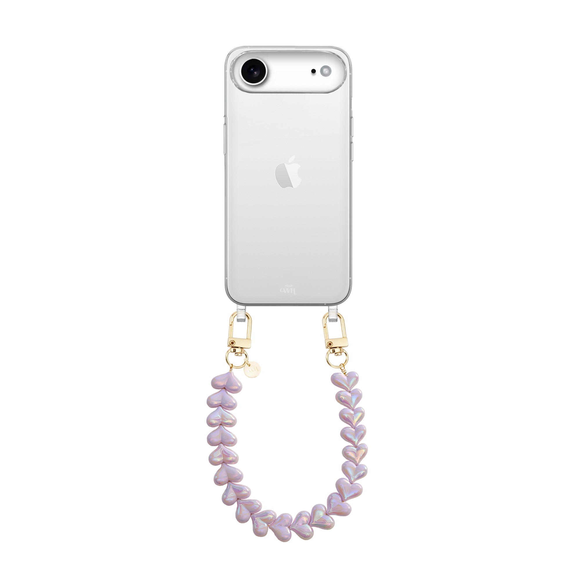 xoxo Wildhearts iPhone 17 Air - Funky Hearts (Purple Metallic) Transparant Cord Case