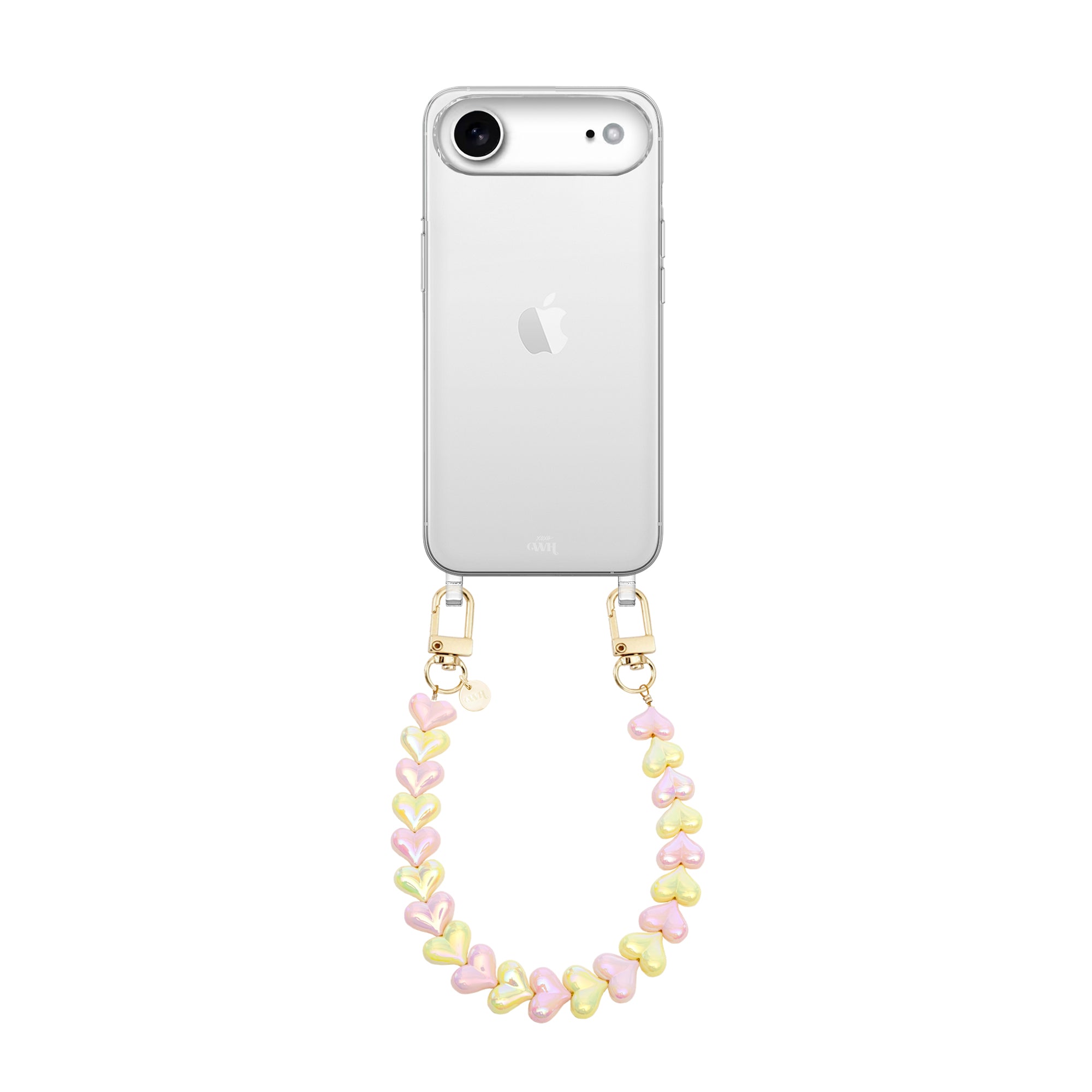 xoxo Wildhearts iPhone 17 Air - Funky Hearts (Pink & Yellow Metallic) Transparant Cord Case
