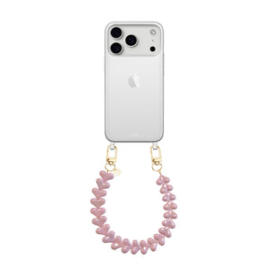 xoxo Wildhearts iPhone 17 Pro Max - Funky Hearts (Pink Metal) Transparant Cord Case