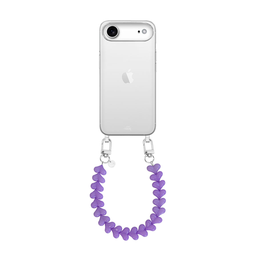 iPhone 17 Air - Funky Hearts (Purple) Transparant Cord Case