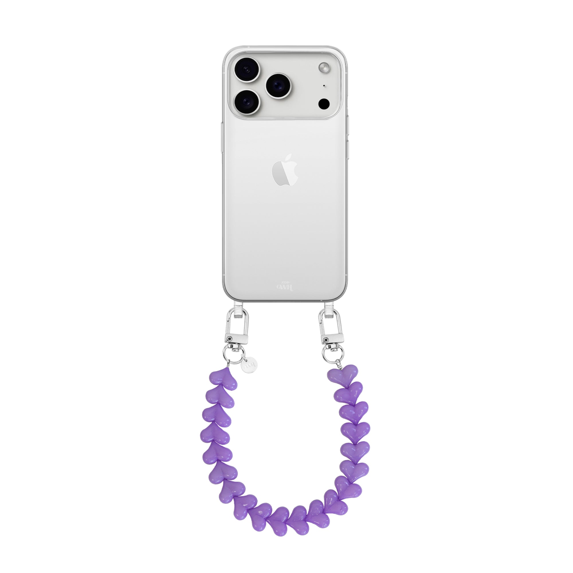 xoxo Wildhearts iPhone 17 Pro Max - Funky Hearts (Purple) Transparant Cord Case