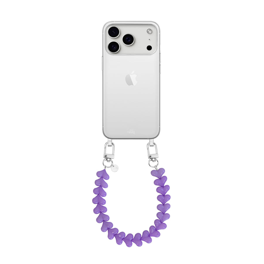 iPhone 17 Pro Max - Funky Hearts (Purple) Transparant Cord Case