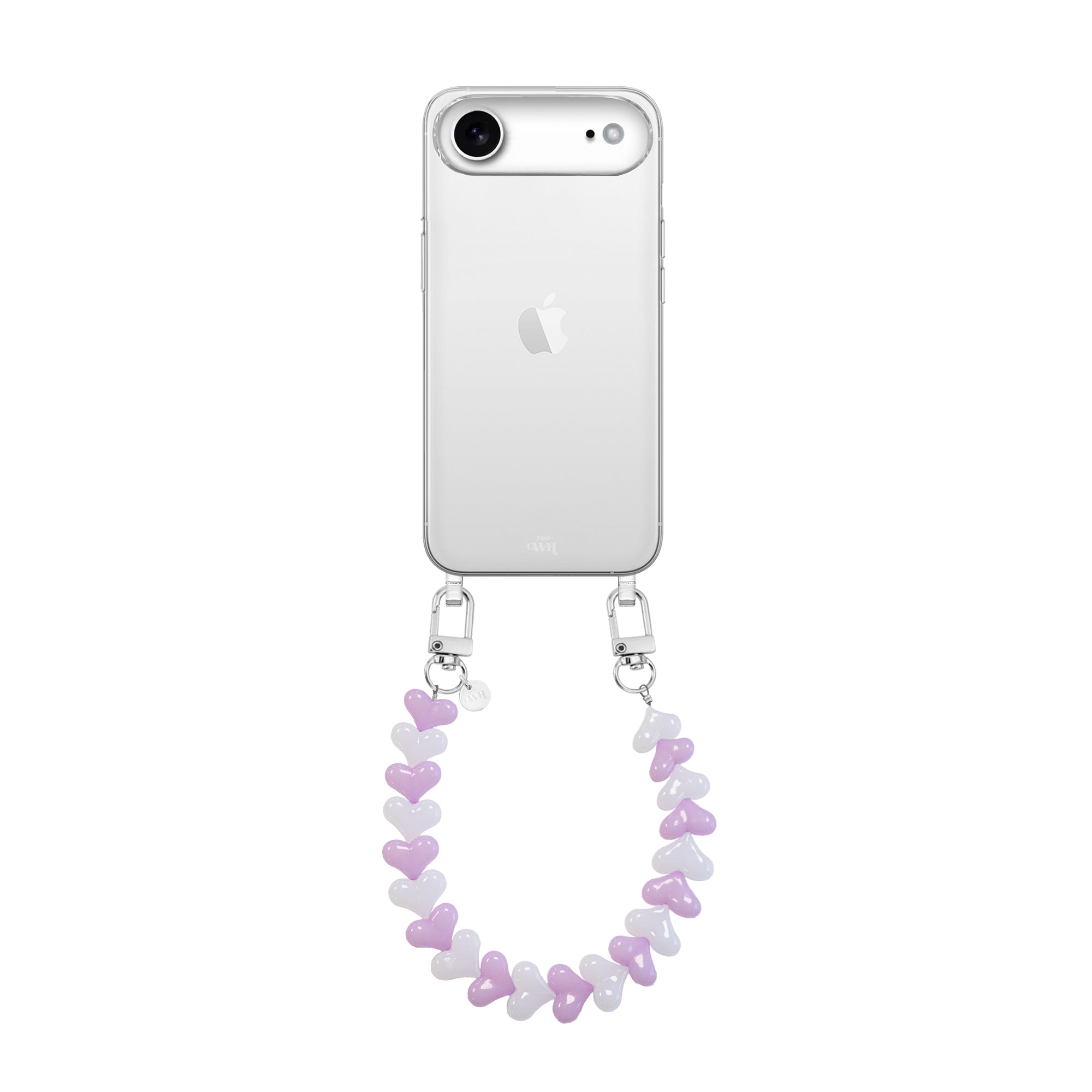 xoxo Wildhearts iPhone 17 Air - Funky Hearts (Pink & White) Transparant Cord Case