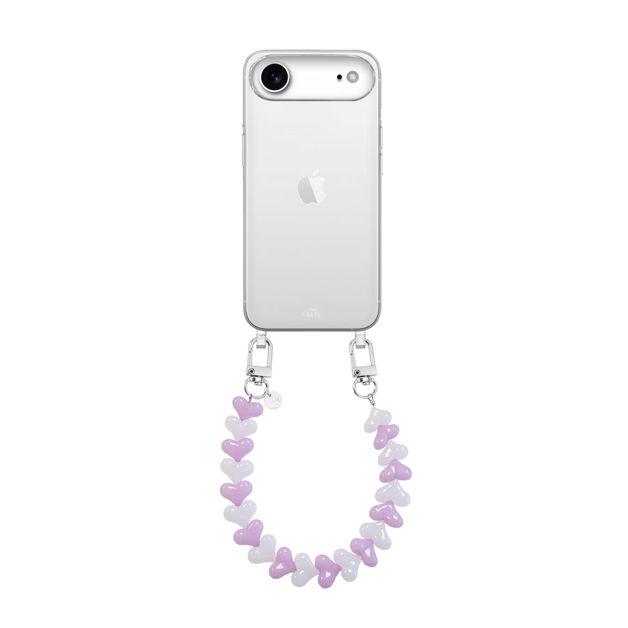 iPhone 17 Air - Funky Hearts (Pink & White) Transparant Cord Case