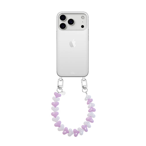 xoxo Wildhearts iPhone 17 Pro Max - Funky Hearts (Pink & White) Transparant Cord Case