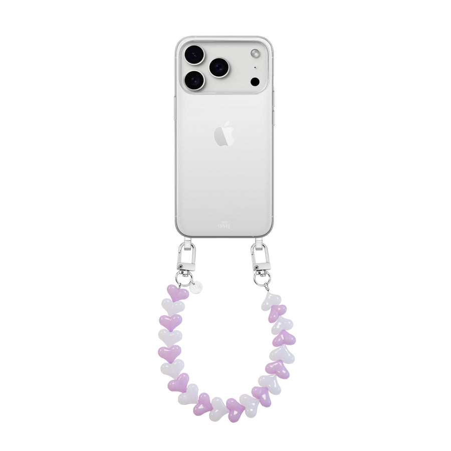 iPhone 17 Pro Max - Funky Hearts (Pink & White) Transparant Cord Case