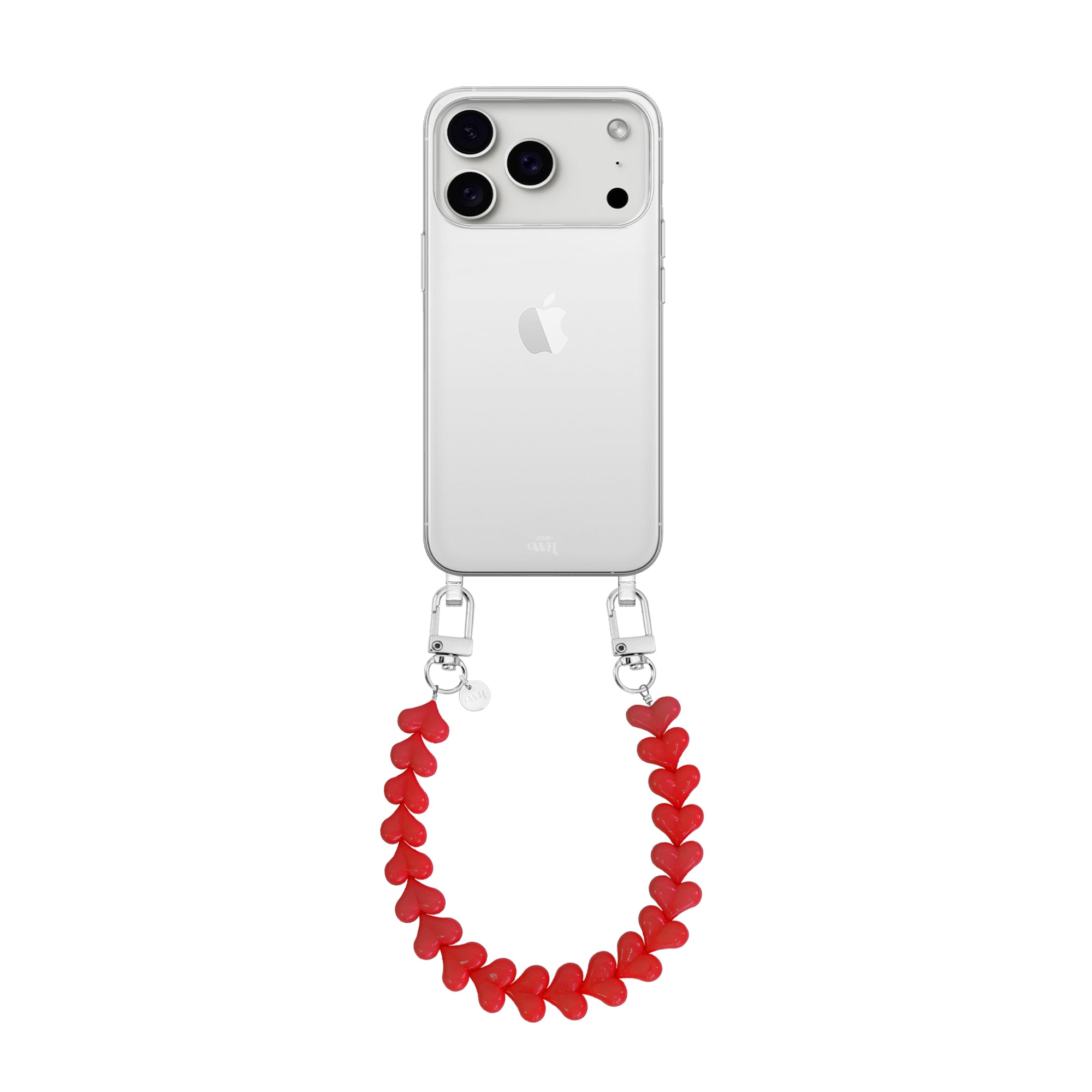 xoxo Wildhearts iPhone 17 Pro Max - Funky Hearts (Red) Transparant Cord Case