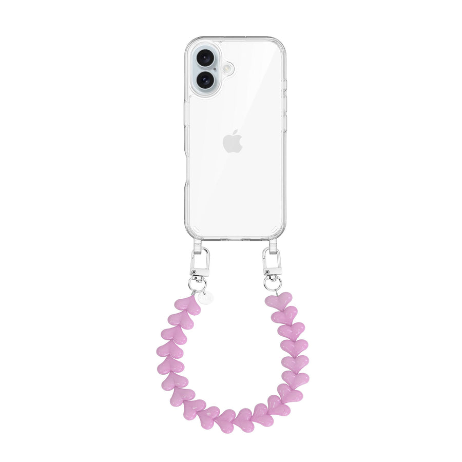 iPhone 17 - Funky Hearts (Pink) Transparant Cord Case