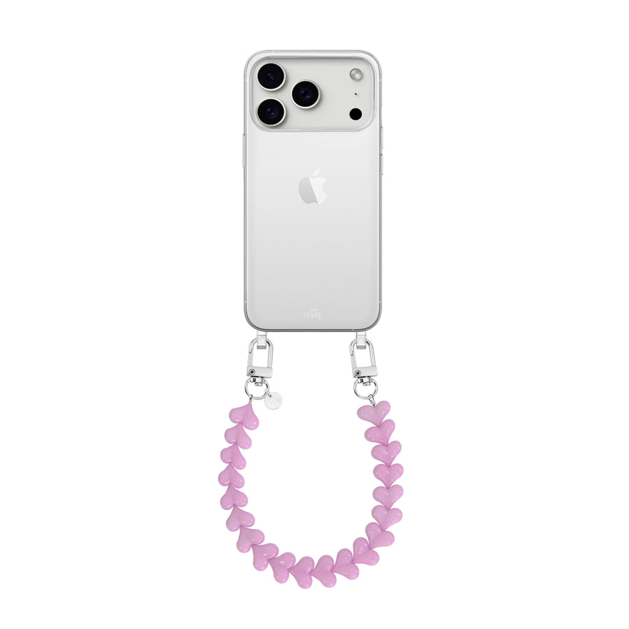 iPhone 17 Pro Max - Funky Hearts (Pink) Transparant Cord Case