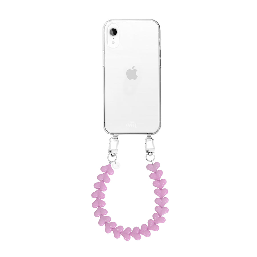 xoxo Wildhearts - iPhone XR - Funky Hearts (Pink) Transparant Cord Case
