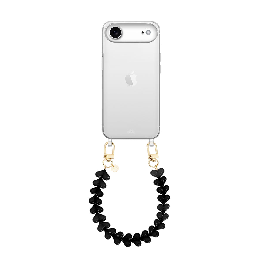 iPhone 17 Air - Funky Hearts (Black) Transparant Cord Case
