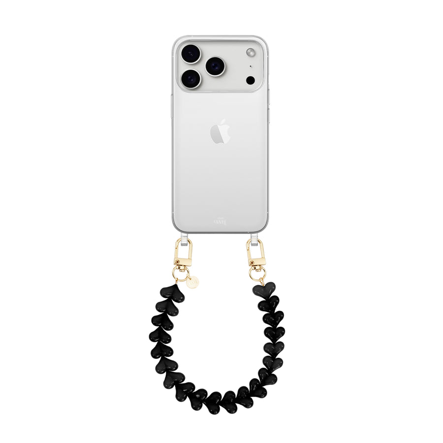 iPhone 17 Pro Max - Funky Hearts (Black) Transparant Cord Case