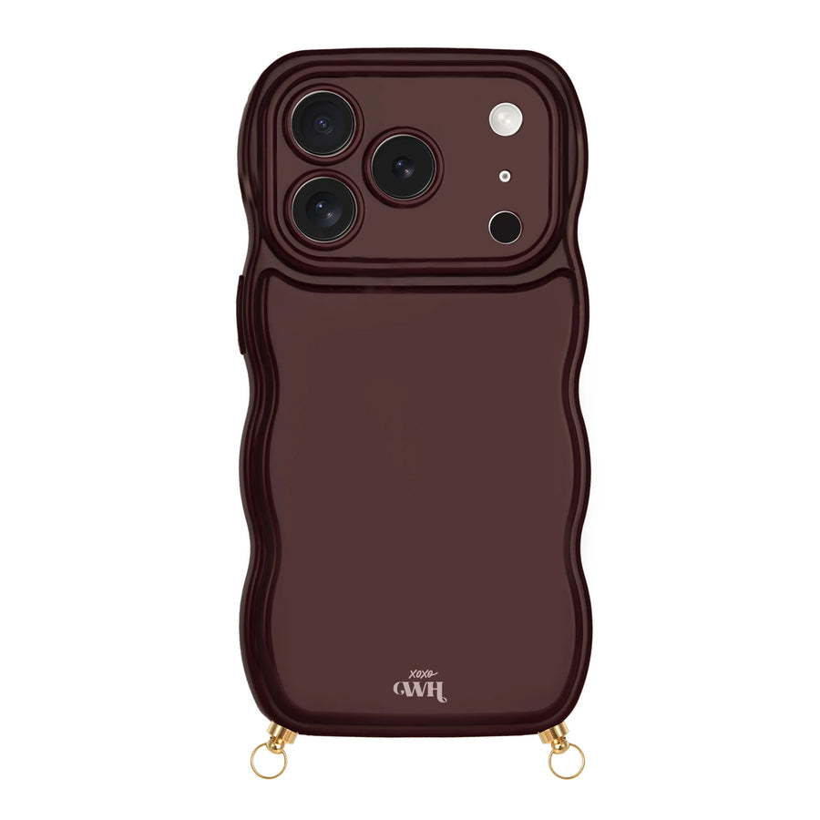 Glossy Wavy Cord Case Burgundy - iPhone 17 Pro