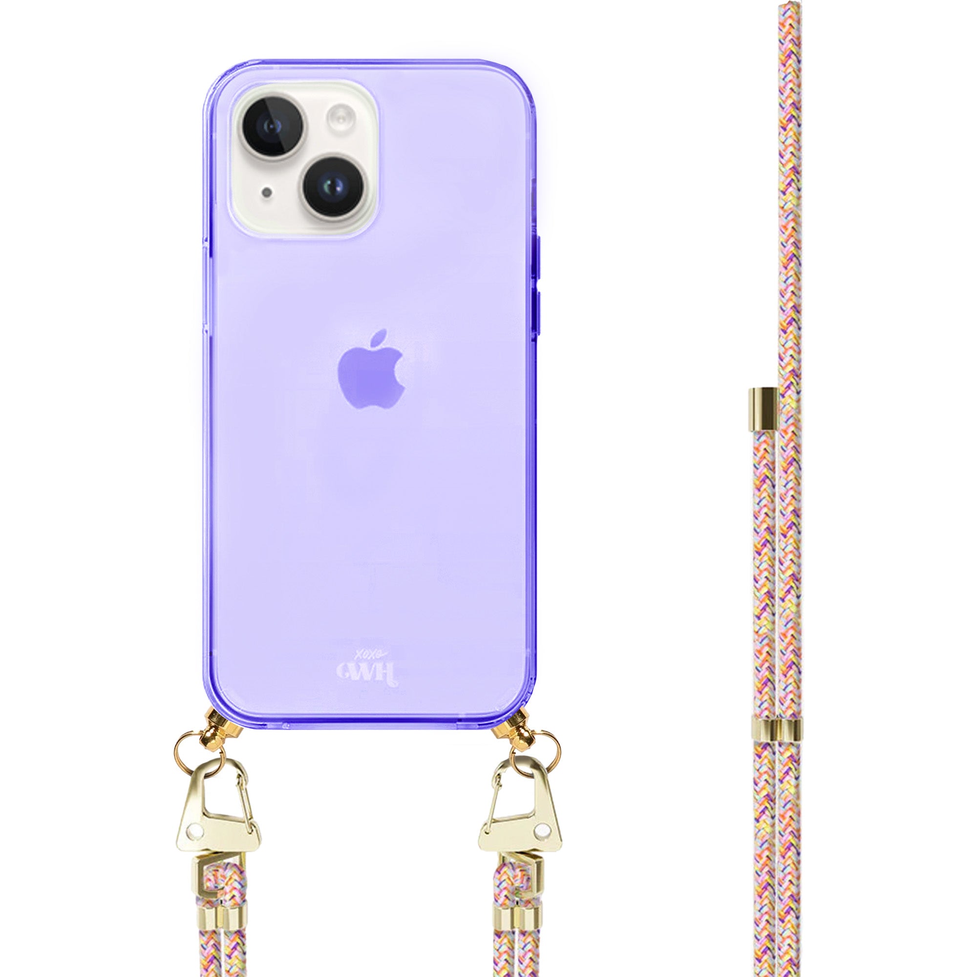 xoxo Wildhearts - iPhone 15 - Rainbow Vibes Cord Case Purple