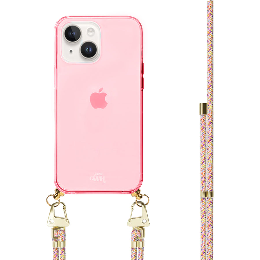 xoxo Wildhearts - iPhone 13 - Rainbow Vibes Cord Case Pink